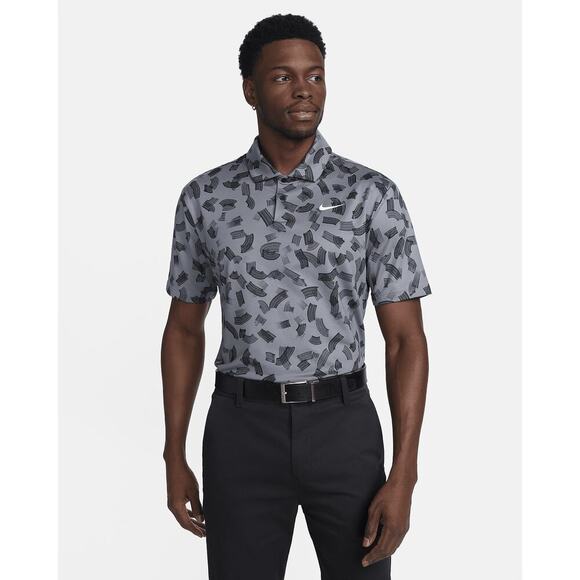 Nike Men's Tour Dri-FIT Smoke Gray Rake Lines AOP Golf Polo Shirt Size XL - Picture 1 of 8